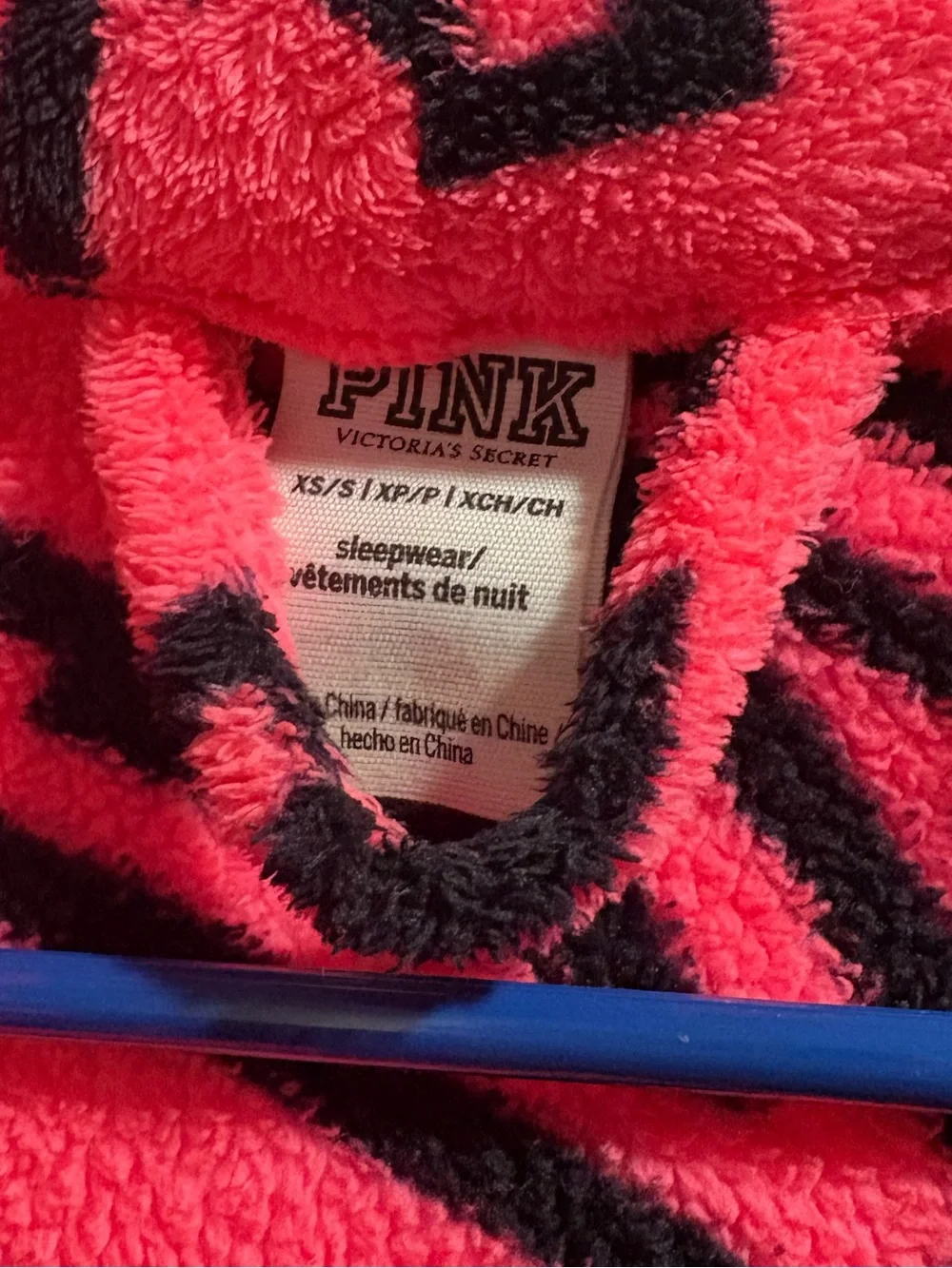 Plush Hooded Robe Jacket - Hot Pink with Black Lettering